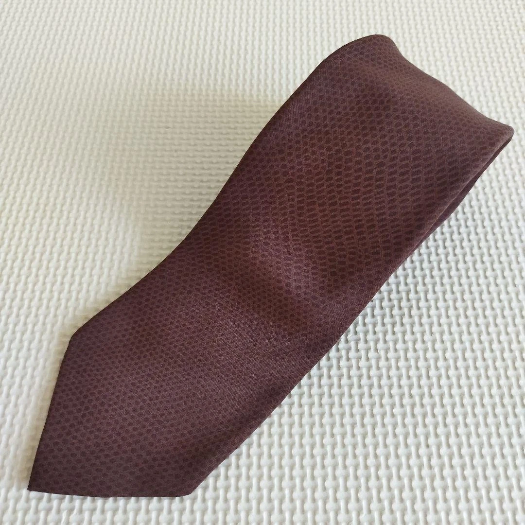 Gucci Cravate en Soie Marron 145cm Logo Gaufré Doublure Vert Homme Accessoires