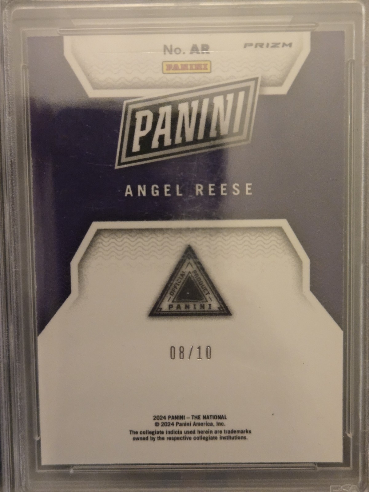 2024 National NSCC Case Breaker Angel Reese RC Silver Vinyl /10 Insert PSA 8 view 10