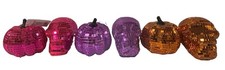 Lot 6 CVS 3.5 Shiny Halloween Decor - 3x Skull 3x Pumpkin