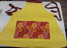 Bib Apron, 2 pockets, Gold, Cranberry, Floral