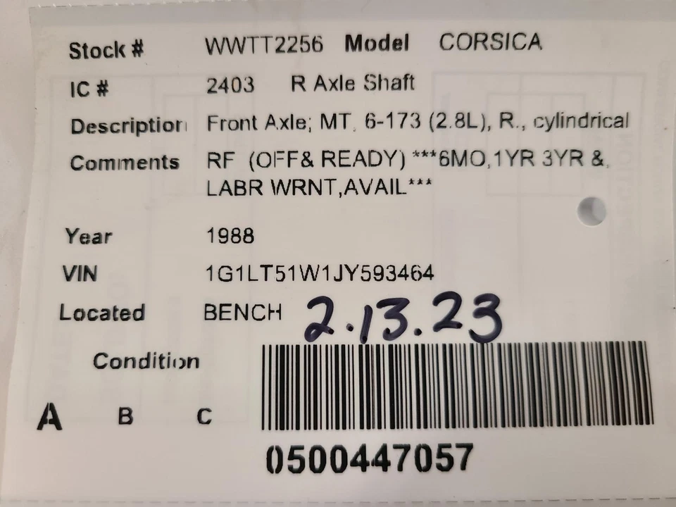 Eje de transmisión exterior delantero derecho usado se adapta a: Chevrolet Corsica 1988 eje delantero Foto 4 de 4