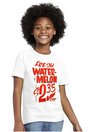 Fresh Watermelon Supermarket Food Poster Youth Crewneck T Shirts Boy or Girl - Picture 5 of 7