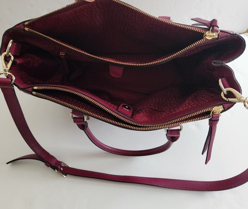 Kate Spade Tote Mulberry Street Leighann Large Burgundy Pebble Grain Leather Bag - Picture 11 of 21