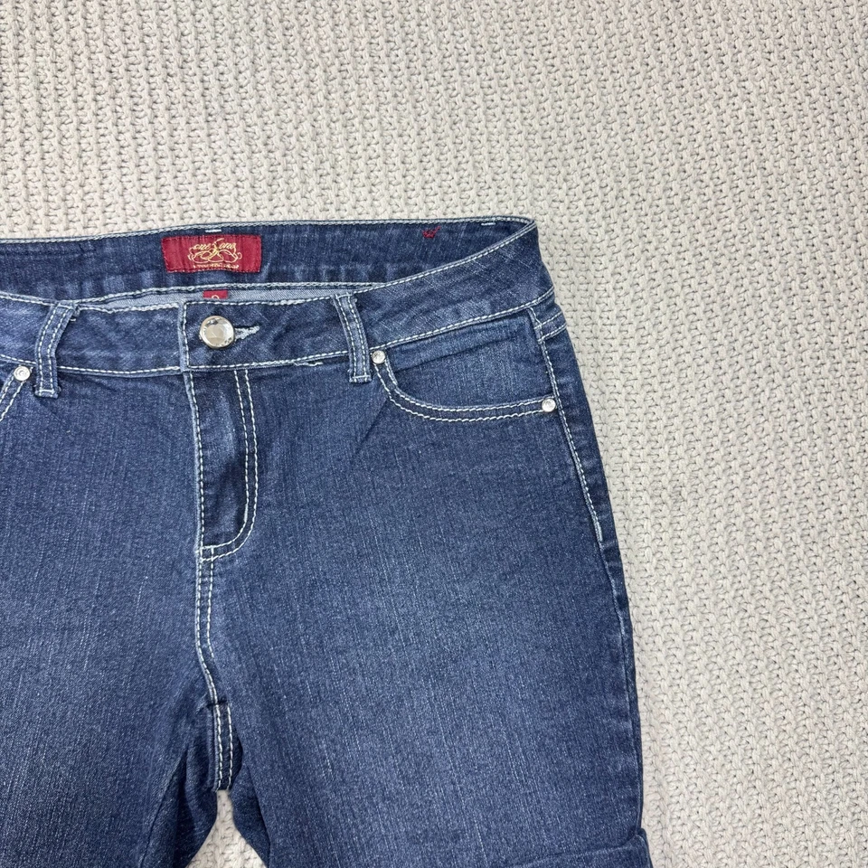 Один 5 один джинсовые шорты 8 свернутый манжеты 7» со стразами блестящий Western Cowgirl Y2K 90-х - Изображение 2 из 4