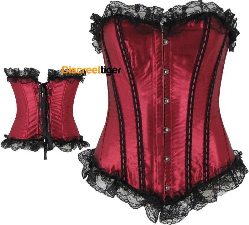 Womens Corsets Top Steampunk Brocade Burlesque Vintage Lace Satin