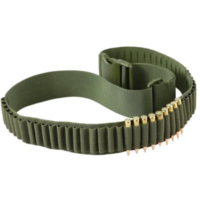 Rifle Ammo Belt Bandolier 5.56/7.62mm Shell Holder Adjustable Length 50 Rounds