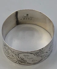 Towle Sterling Silver round Napkin Ring 3/4" wide band, # 8682