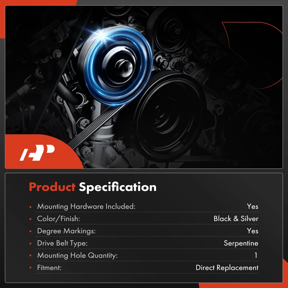 Equilibrador armónico de motor para Ford Aerostar 86-94 Ranger Mercury Sable V6 3,0 L Foto 3 de 4