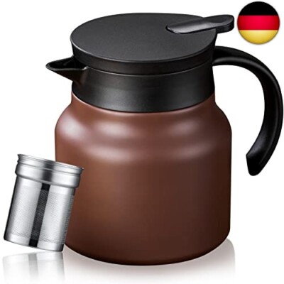 Kaffeekanne/Teekanne Thermo mit Keramikeinsatz 800ml, Kleine Thermoskanne Travel