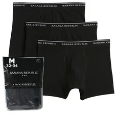 Banana Republic Boxer Briefs Men's Medium 3 Pair Solid Black Boxer Brief