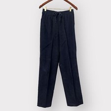 Womens VINTAGE Corduroy Pants sz 8 High Waist Single Stitch Retro Trouser Navy