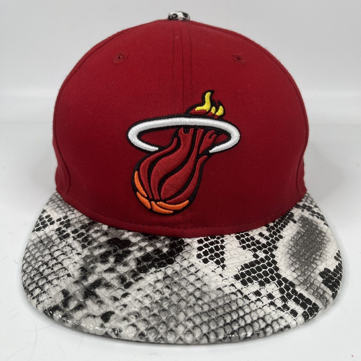 Miami Heat Hat Cap Snap Back Mens Red Faux Snake Skin NBA