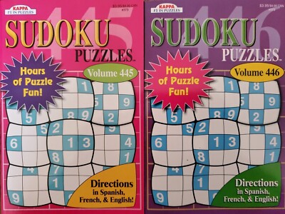 SUDOKU -  2 Book Lot Puzzle Digest Travel Kappa Vol 445 & 446 NEW EA Book W/ 90 