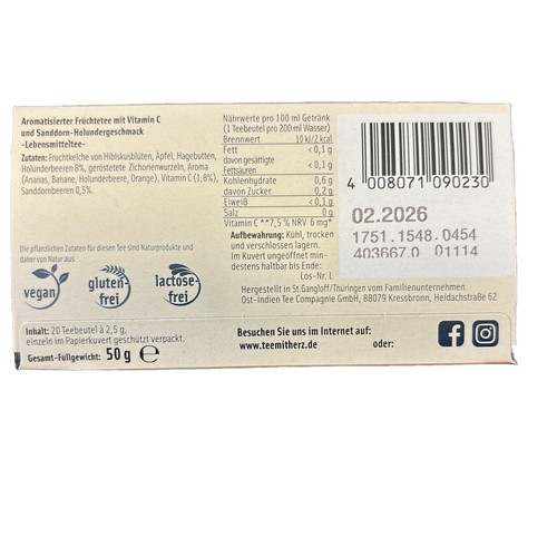 6x Goldman C -FRUIT Sea Buckthorn Elderberry with Vitamin C 6x20 Sachets - Picture 2 of 5