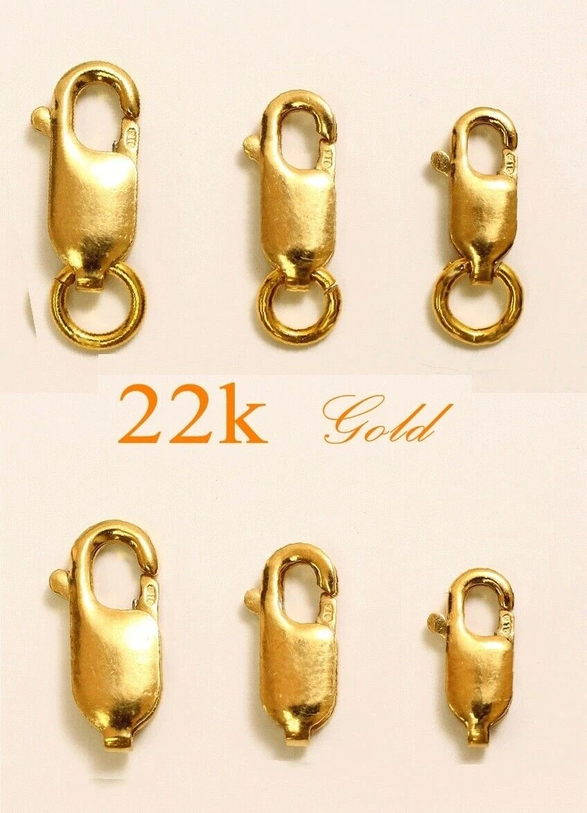 Real 22k 916 solid gold lobster lock clasp 3 size: Large Medium Small (hm  E-2 )