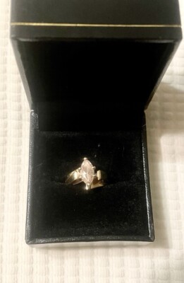 10K Gold Marquise Rosa Eis Ring Kathedrale Bypass Fassung 
