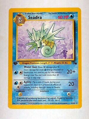 Seadra 42/62 1st Edition NM Near Mint Fossil Set Non-Holo Pokemon Card Seadra 42/62 1st Edition NM Near Mint Fossil Set Non-Holo Pokemon Card