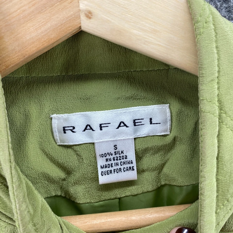 Chaqueta Rafael Mujer S Pequeña Verde Abotonada Seda Manga Larga Cuello Alto Informal Foto 3 de 4