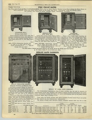 1928 PAPER AD Berloy Floor Bank Business Safe Cabinet Fire Proof B Label 