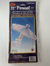 Parasol Pink  Blue Baby Shower Umbrella Art Tissue Decoration 1992 Beistle 22  