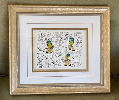 Disney Pin Set Jiminy Cricket Model Sheets Limited Edition 1370/7500 Framed