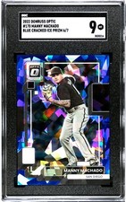 2022 Donruss Optic #170 Manny Machado BLUE CRACKED ICE PRIZM /7 SGC 9 (6/7)