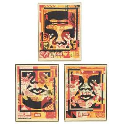 OBEY オベイ 3-FACE SIGNED POSTER SET Shepard Fairey HAND SIGNED