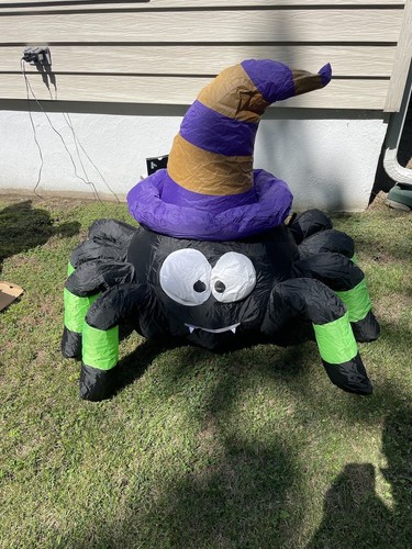 3.5ft Gemmy Airblown Inflatable Halloween Spider w/ Hat Yard Prop Decoration - 第 1/6 張圖片
