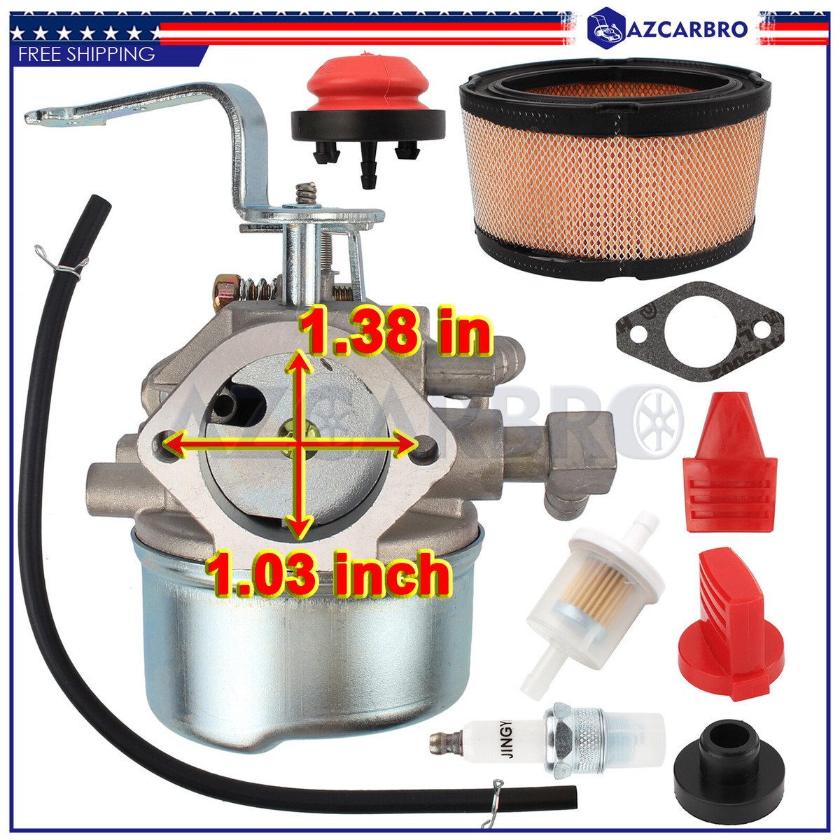Carburetor For Tecumseh 10HP HM100, Coleman 5000, Powermate Generator - Gas, 8-10HP, Fits Multiple Brands, 6-Pack