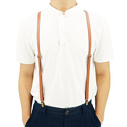 Y Back Design Adjustable Metal Clip Cattlehide Split Medium,5'6"-5'10" Brown - Picture 5 of 7