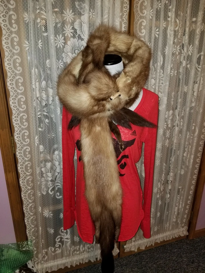 ESTOLAS DE PIEL DE VISÓN VINTAGE 4 PIELES ENTERAS ABRIGO CUELLO ENVOLTURA  Foto 3 de 4