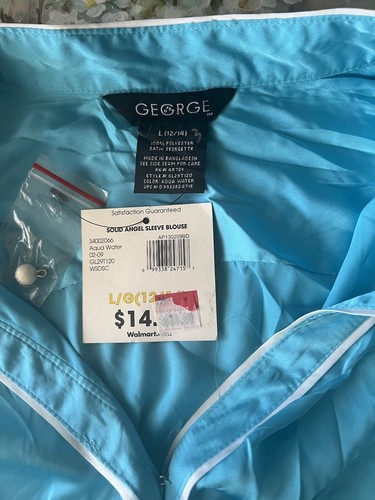 George solide Engelsärmelige kurzärmelige Bluse Aqua Water Neu - Bild 5 von 7