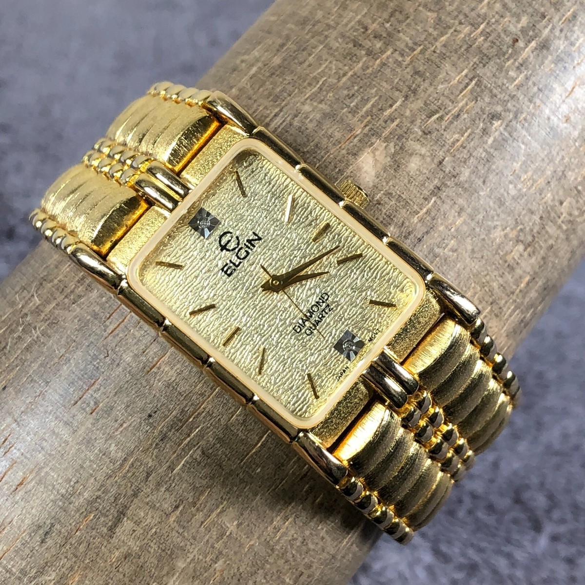 Gold Tone Elgin Diamond Quartz Ladies Watch Elgin Diamond Women