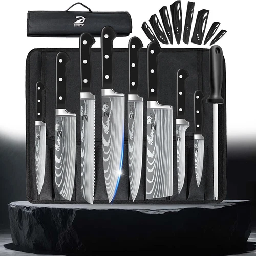 Professional Chef Knife Set 8PCS Kitchen Knife Set with Bag with Knife Sharpener