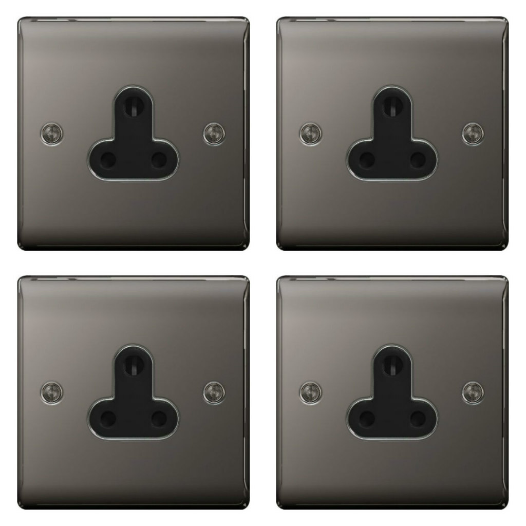 4 x BG Nexus NBN29B Unswitched Sockets Roundpin 5 Amp - 1 Gang Black Nickel