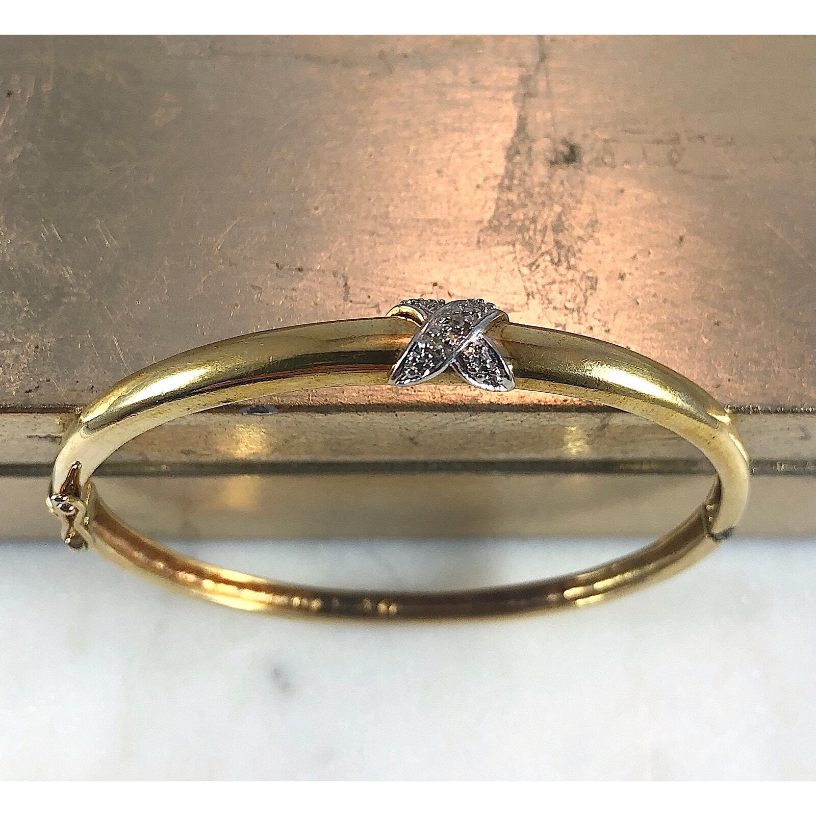 Vintage Sterling dipped Gold "X" Bracelet, Small … - image 4