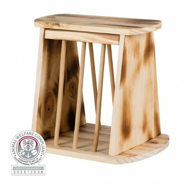 Trixie Hay Manger Natural Wooden Free-Standing Flamed Rack Feeder & Hinged Lid - Image 3 of 4