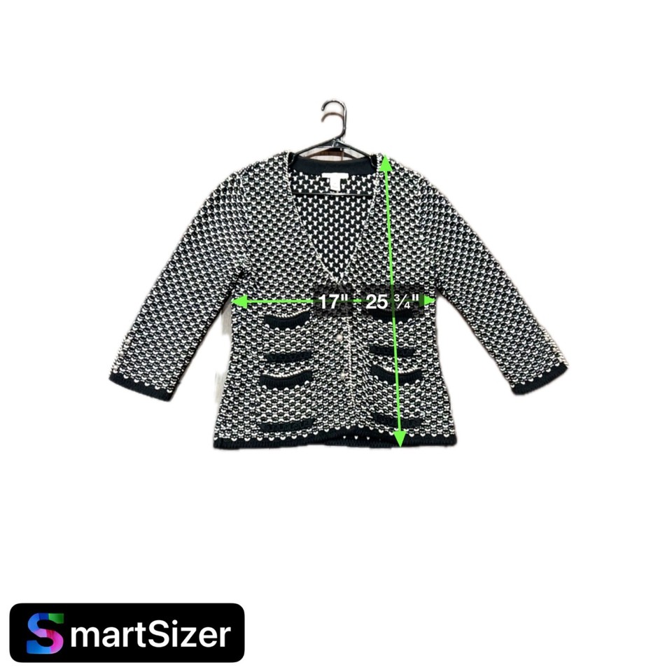 White House Black Market Black White Patterned Cardigan Sweater Pockets