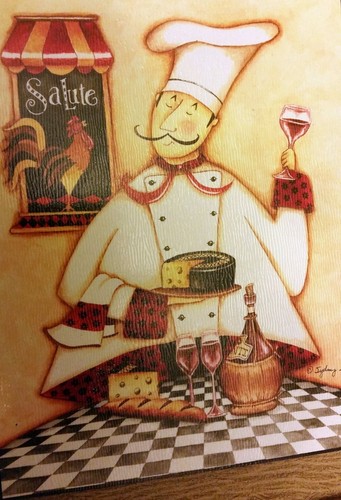 1 PLASTIC WALL PICTURE, app 12.5" x 10.5", FAT CHEF SALUTE, BON APPETIT - Picture 2 of 8