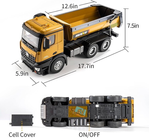 RC Dump Truck Toy, 10CH Remote Control Dump Truck for Boys, Heavy Duty Metal - Picture 8 of 9