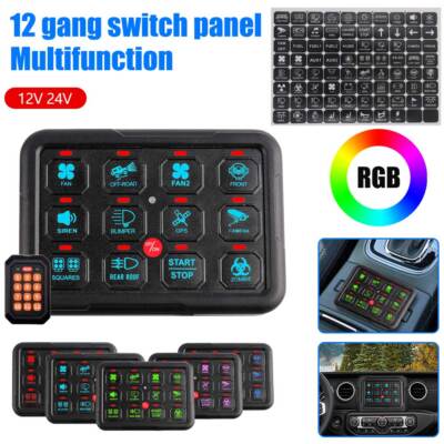12-Gang RGB LED Schaltpanel 12-24V APP&FR Control Electronic Relay System Set #