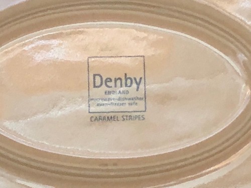 Denby Caramel Stripes Oval Serving Platter ~new~ - Picture 3 of 4