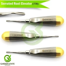 3 PCS Serrated Root Elevators #77R Tooth Extraction Elevator Half Gold Handle