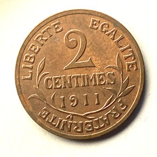 #10093 - 2 centimes 1911 Dupuis SPL sortie de rouleau