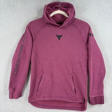 Under Armour Project Rock Hoodie YOUTH Medium Blood Sweat Respect Maroon