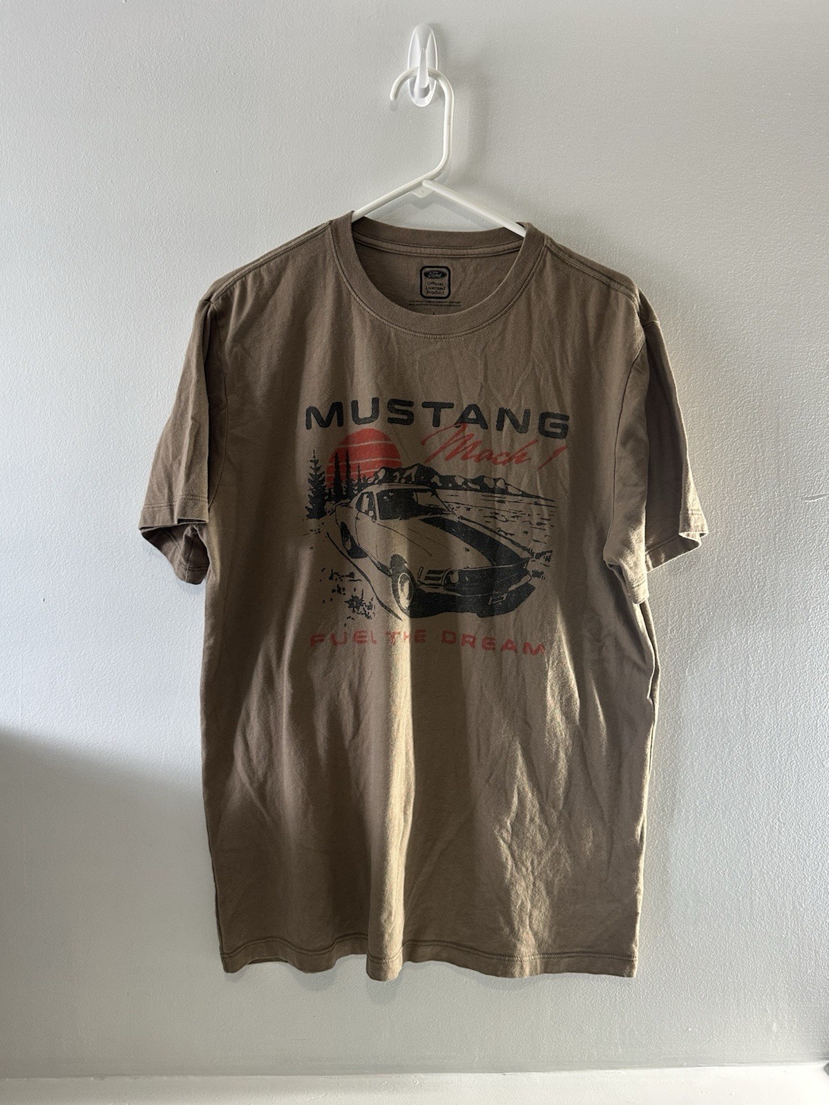 PONY Camicia Ford Mustang Vintage Uomo L Beige Mach 1 Carburante Il Sogno Luce Indossata