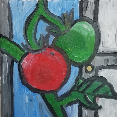 Picasso's Tomatos Original Oil Painting Signed Frame Not Included
