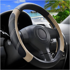 Car Steering Wheel Cover Breathable Leather 15 Inch Beige Universal Non Slip Car Steering Wheel Cover Breathable Leather 15 Inch Beige Universal Non Slip