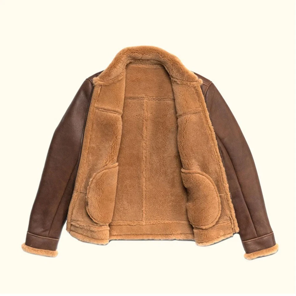 Manteau d’hiver en cuir véritable style pilote aviateur blouson bombardier no... - Photo 2/4