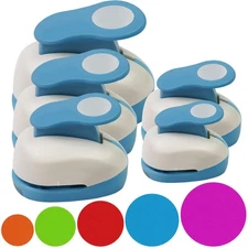 Set 5 Circle Paper Punch 0.3'' / 0.6'' / 1'' / 1.5'' / 2'', Scrapbooking Hole...